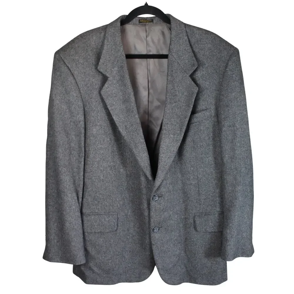 Bachrach Sport Coat Camel Hair Blazer Mens Size 44 R Gray Jacket Luxury Office